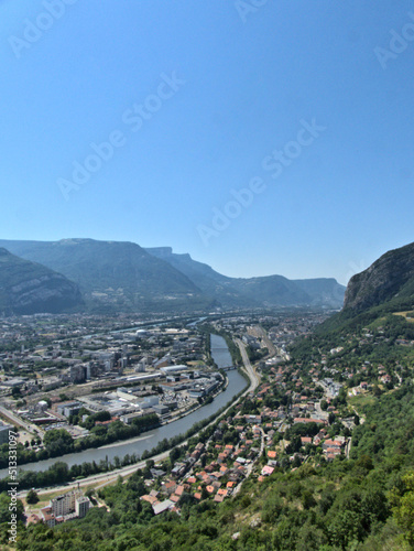 Grenoble, France - June 2022 : Visit the beautiful city of Grenoble in the middle of the Alps from the Bastille
