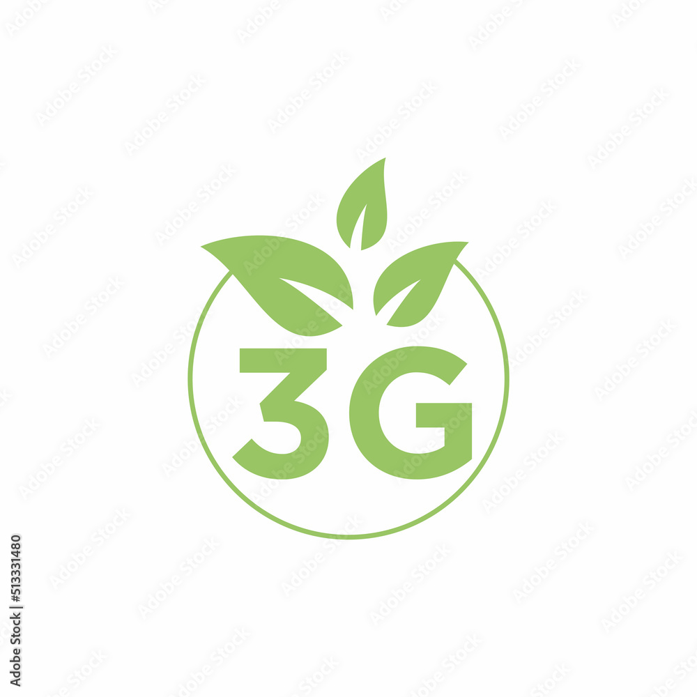 Logo green 3G circle withe tree Leaf vector Logo green 3G circle withe tree Leaf vector