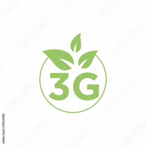 Logo green 3G circle withe tree Leaf vector