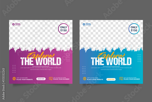 Travel Agency template post for social media ad template post web banner ads for travel promo