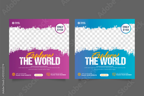 Travel Agency template post for social media ad template post web banner ads for travel promo