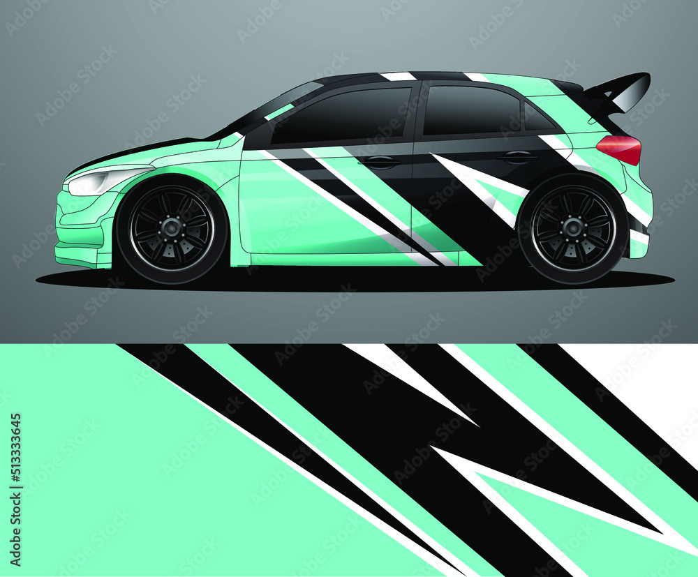 Obraz premium Rally car decal graphic wrap vector, abstract background