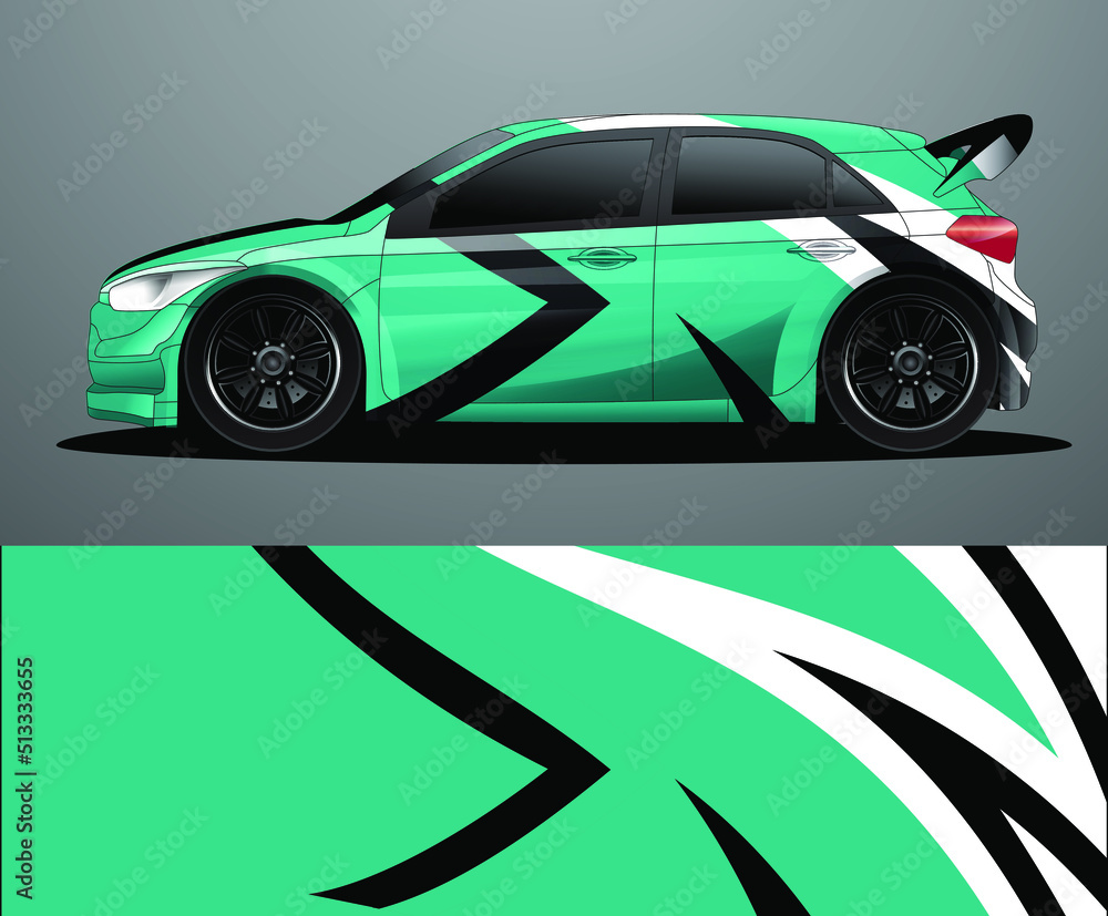 Rally car decal graphic wrap vector, abstract background