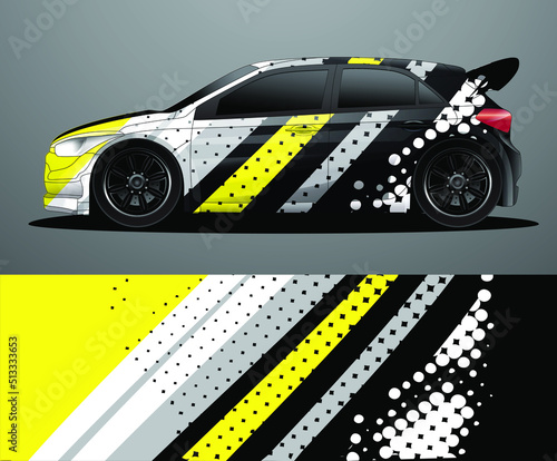 Rally car decal graphic wrap vector, abstract background