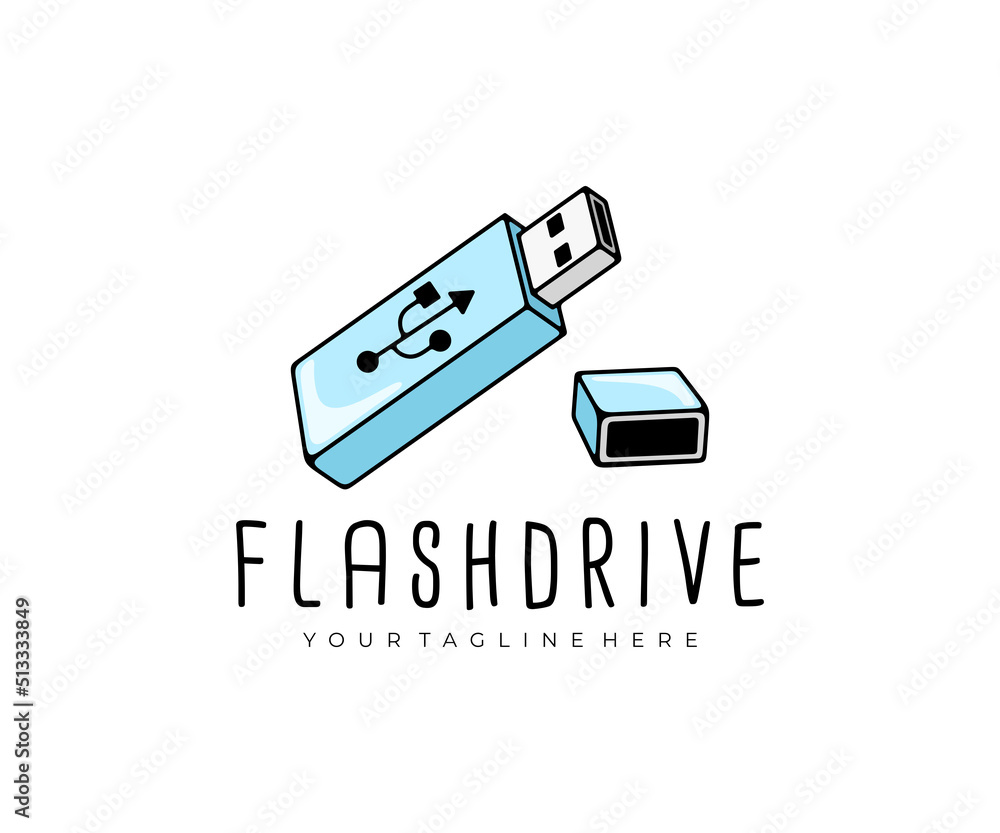 Flash drive, usb pendrive, usb thumb drive and usb stick, logo design. Gig stick, on key, usb flash drives, usb memory computer and technology, vector design and Stock Vector