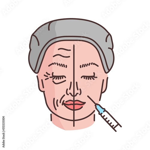 Plasmolifting therapy color line illustration. Hyaluronic injection.