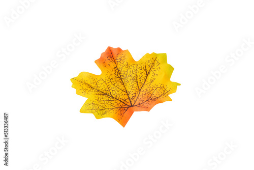 Artificial maple leaves isolated on white background.