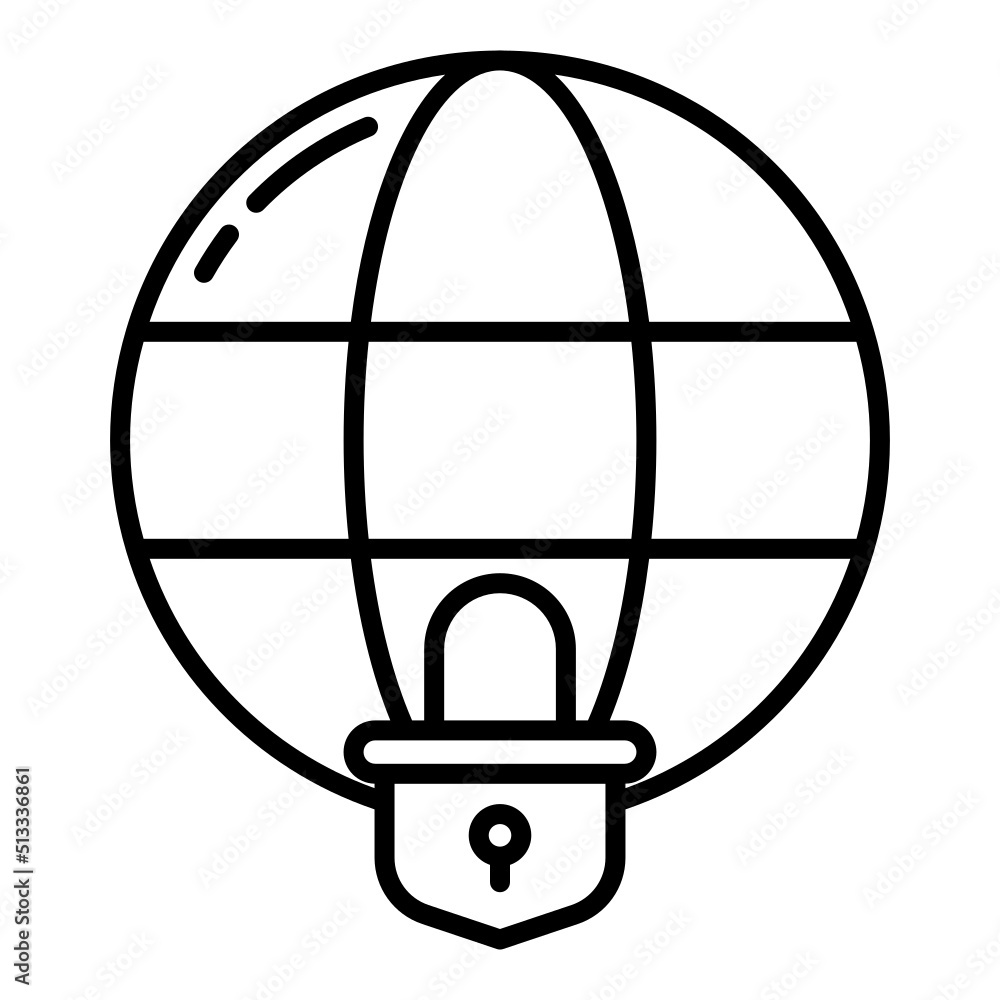 padlock and globe icon on transparent background padlock and globe icon on transparent background