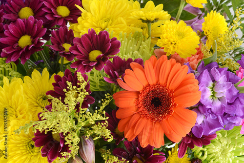 assorted summer flowers bouquet making seamless background