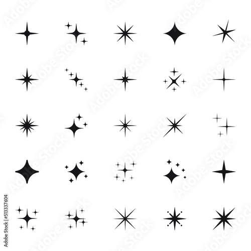 Star icons. Twinkling stars. Sparkles  shining burst. Christmas vector symbols isolated.