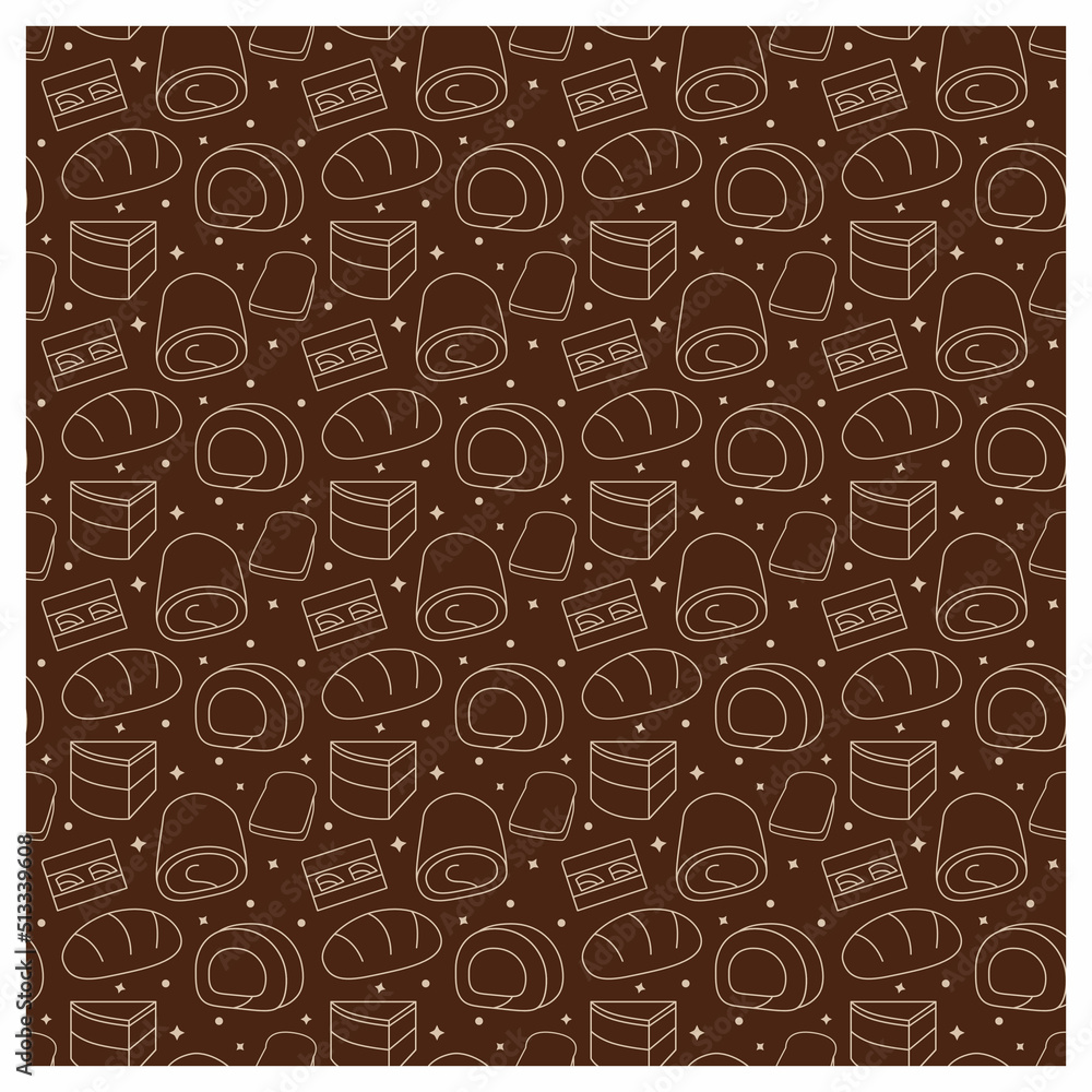 Bakery line seamless pattern for packing, label, wallpaper, background, printing