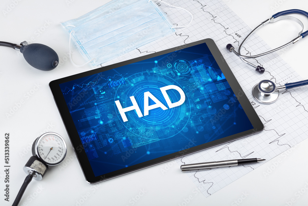Close-up view of a tablet pc with medical abbreviation Close-up view of a tablet pc with medical abbreviation