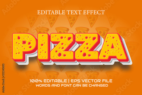 Pizza food delicious fastfood editable text effect. eps vector file