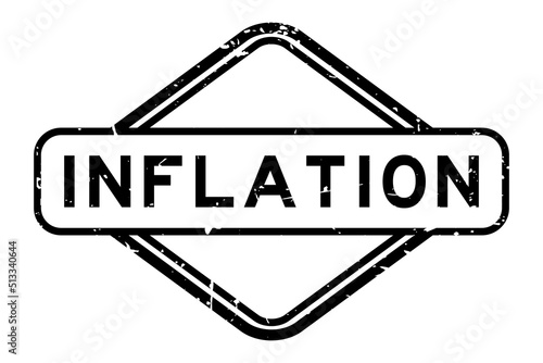 Grunge black inflation word rubber seal stamp on white background