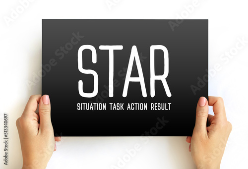 Φωτογραφία STAR acronym (Situation, Task, Action, Result) format is a technique used by int
