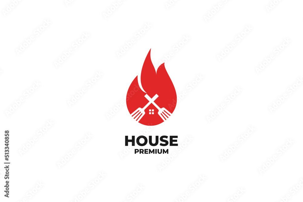 Spatula with fire logo icon design template flat vector Spatula with fire logo icon design template flat vector