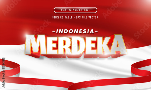 Indonesian 3d editable text effect for indonesia independence day on red and white flag 3d Premium Vector