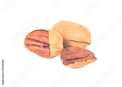 Inshell pecans isolated