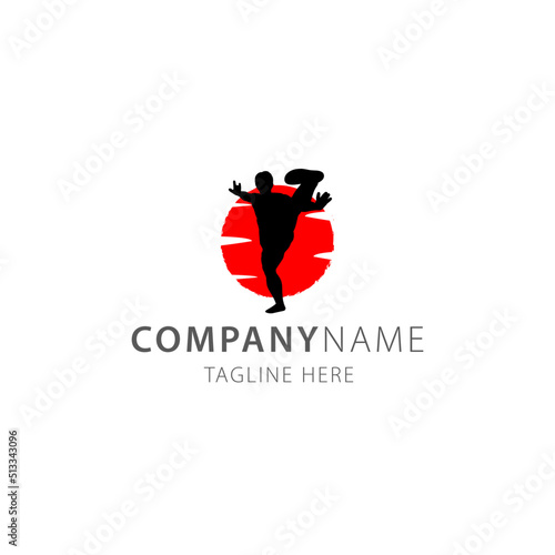 silhouette kungfu master Tai Chi logo vector