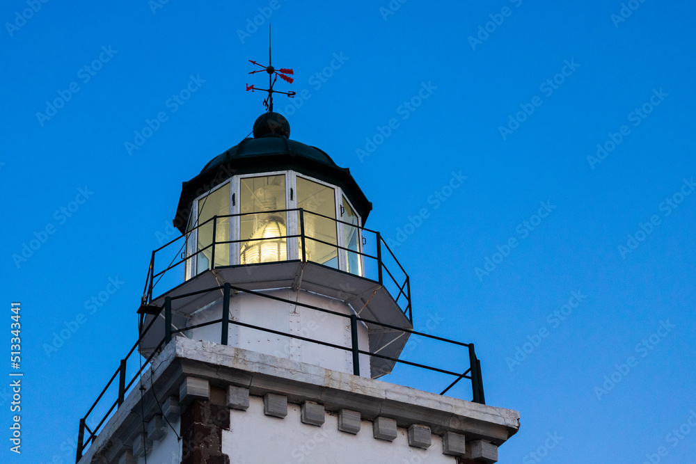 lighthouse off Akrotiri on Santorini island, Greece