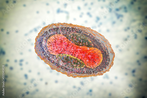 Molluscum contagiosum virus, 3D illustration photo