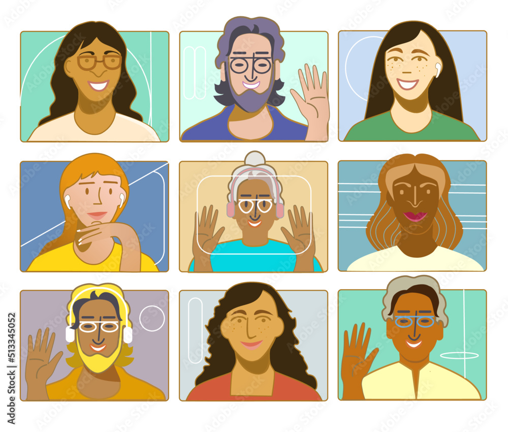 set of faces for call meeting set of faces for call meeting