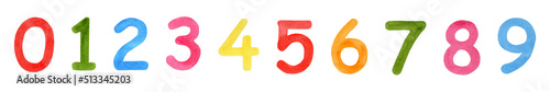 Konstfotografi Hand painted colorful watercolor numbers 0 to 9