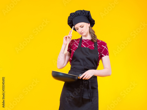 Woman cook with frying pan....