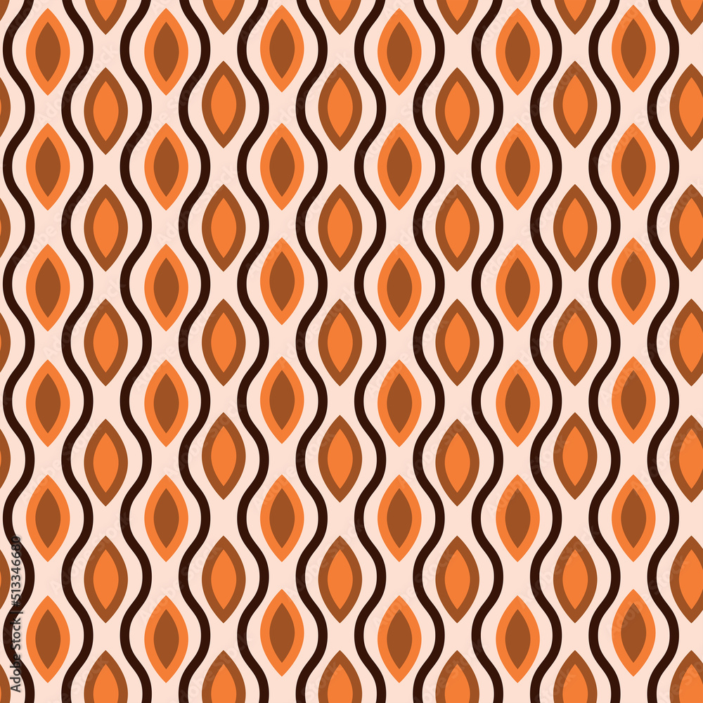 Mid century modern ogee seamless pattern in orange and brown. For home décor, fabric and textile Mid century modern ogee seamless pattern in orange and brown. For home décor, fabric and textile