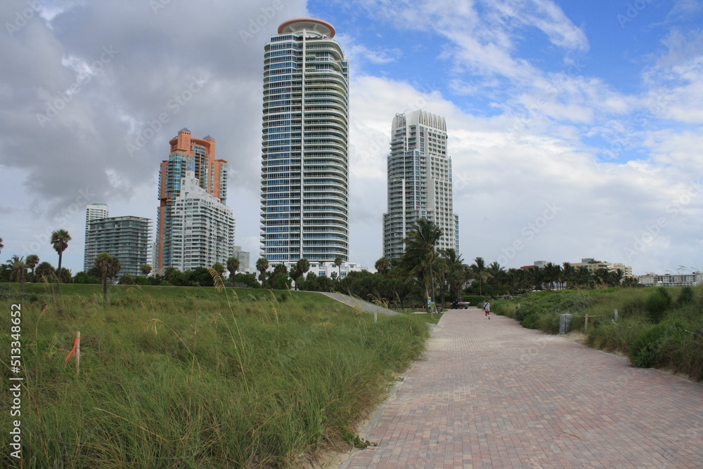 downtown Miami landscape, many buildings