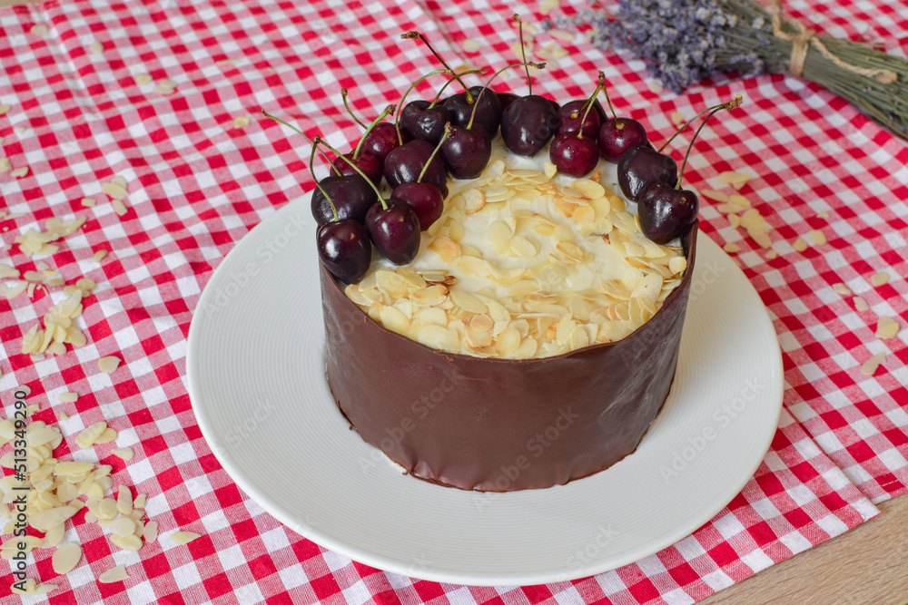Black Forest Cake (Schwarzwälder Kirschtorte) with Cherries, Chocolate, Mascarpone and Whipped cream Black Forest Cake (Schwarzwälder Kirschtorte) with Cherries, Chocolate, Mascarpone and Whipped cream