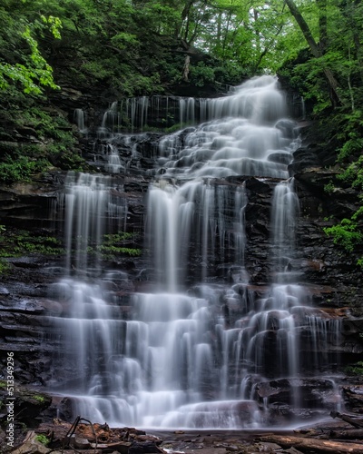 Vertical shot of the Waterfall at Ricketss Glenn state Park photo