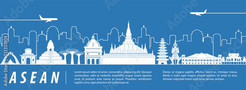 silhouette design of ASEAN landmarks,vector illustration