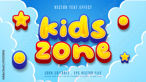 kids zone 3d editable text effect font style