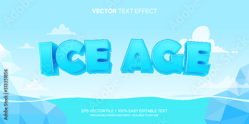 Iceberg, ice cube, ice age 3d style cold editable text effect