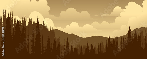 Vector image of natural mountains in the morning.