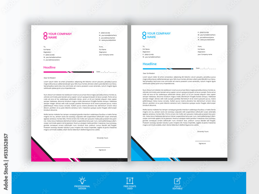 Modern geometric business company letterhead template Premium Vector