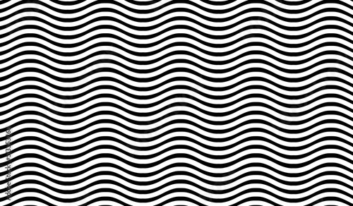 Abstract wavy, waving, billowy and undulating lines, stripes. Squiggly, squiggle lines with twist effect. Abstract black and white, monochrome, grayscale pattern, background, backdrop and texture
 photo