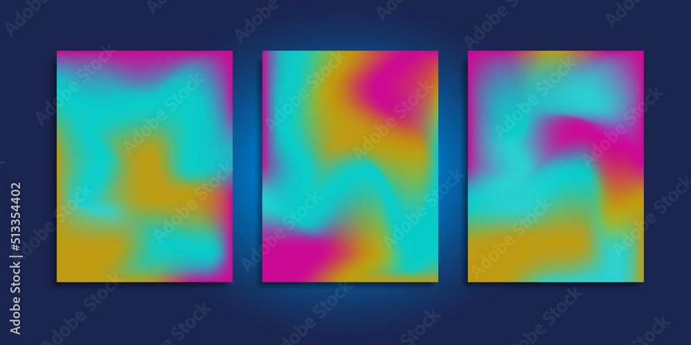 Set of abstract blurred gradient mesh background.