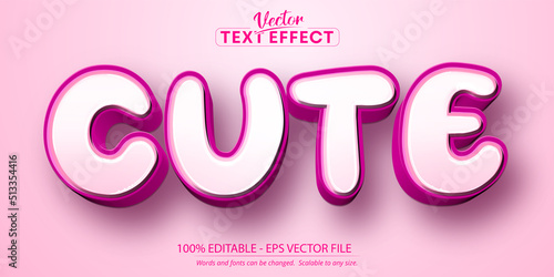 Cute text effect, editable pink color cartoon text style