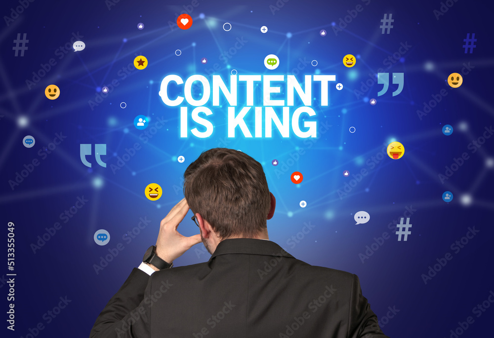 Rear view of a businessman, social media concept Rear view of a businessman, social media concept