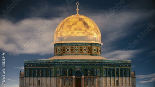 3D Rendering of Dome of Rock Mosque Al Quds