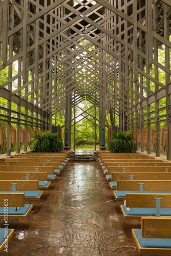 Fotografija One of the best religious buildings is the Thorncrown Chapel