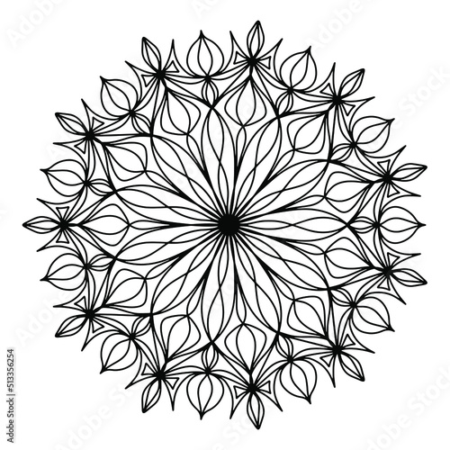Easy mandala like flower or star, basic and simple mandalas Coloring Book for adults, seniors, and beginner. Digital drawing. Floral. Flower. Oriental. Book Page. Vector.