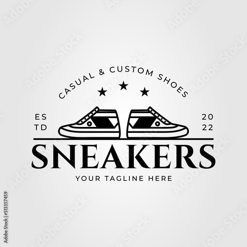 Hipster sneaker shoe or footwear logo vector illustration design