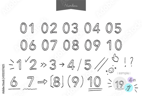 手書きの数字と一緒に使える記号のセット - 40個のかわいいデコレーション素材