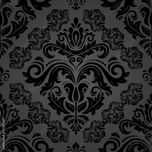 Classic seamless vector pattern. Damask orient dark ornament. Classic vintage dark background. Orient pattern for fabric, wallpapers and packaging