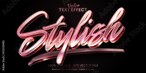 Rose gold text effect, editable stylish text style