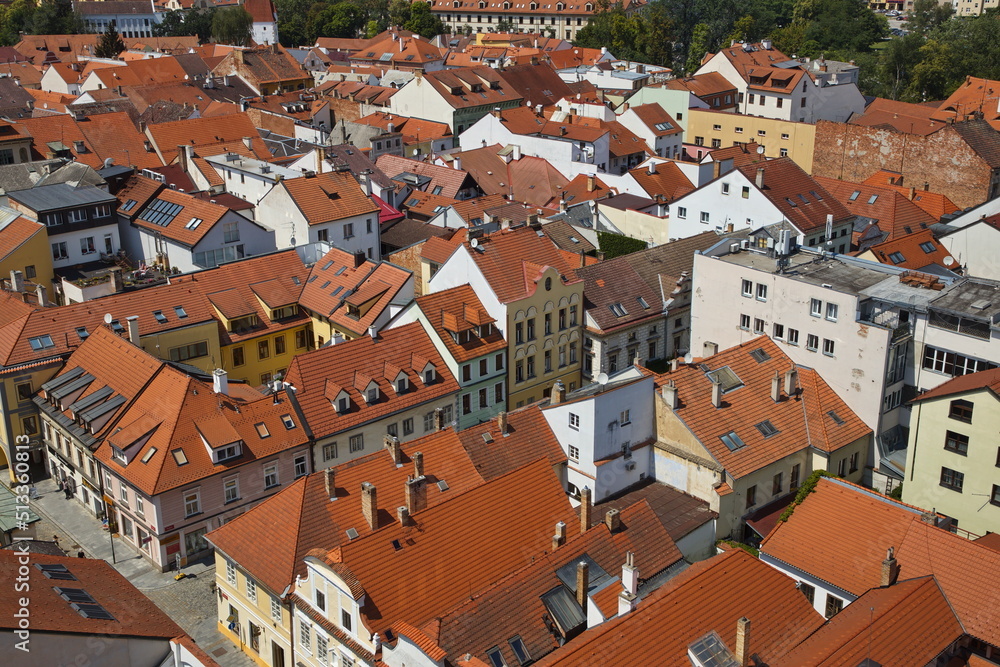 View from Cerna Vez (Black Tower) in Ceske Budejovice, South Bohemian, Czechia, Czech Republic, Europe, Central Europe
