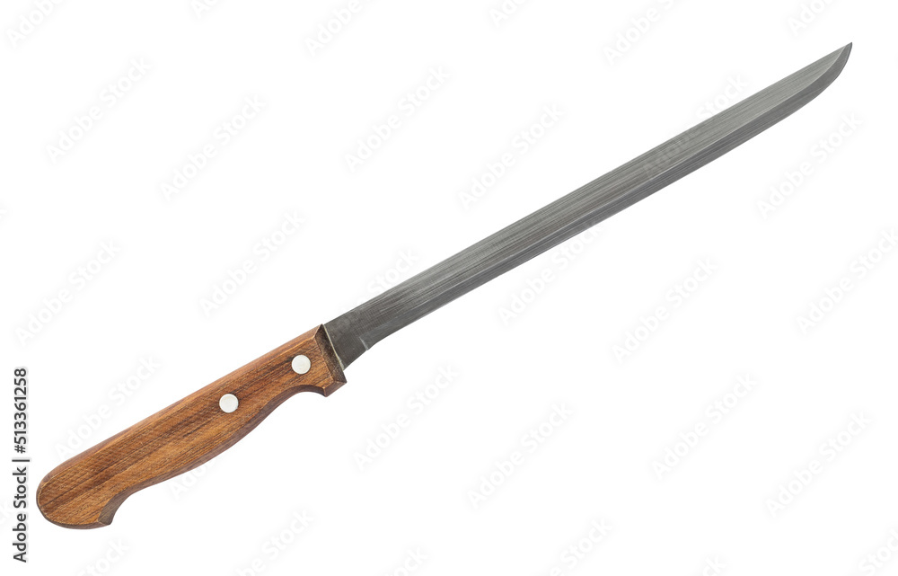 fish knife with wooden handle isolated on white fish knife with wooden handle isolated on white